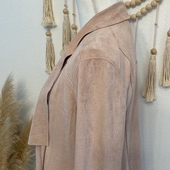 BLANK NYC micro suede moto jacket lightweight blush pink soft biker chic medium - Picture 8 of 15
